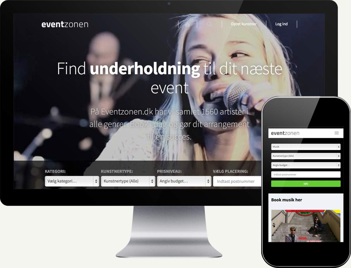 Screenshot of eventzonen.dk